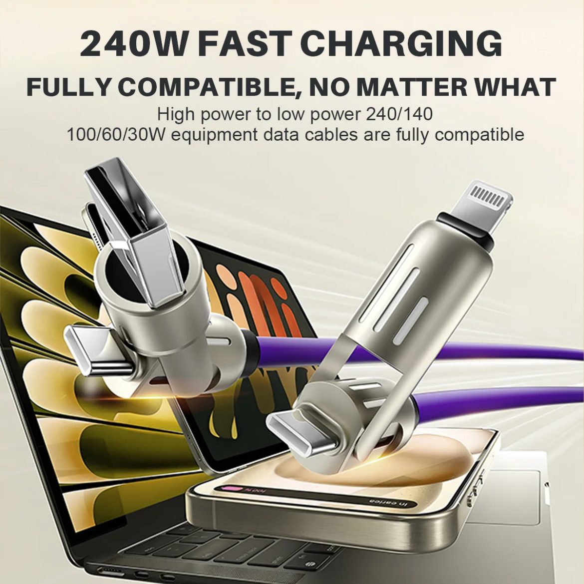 takoo 4-in-1 Multi 240W Fast Charging Cable