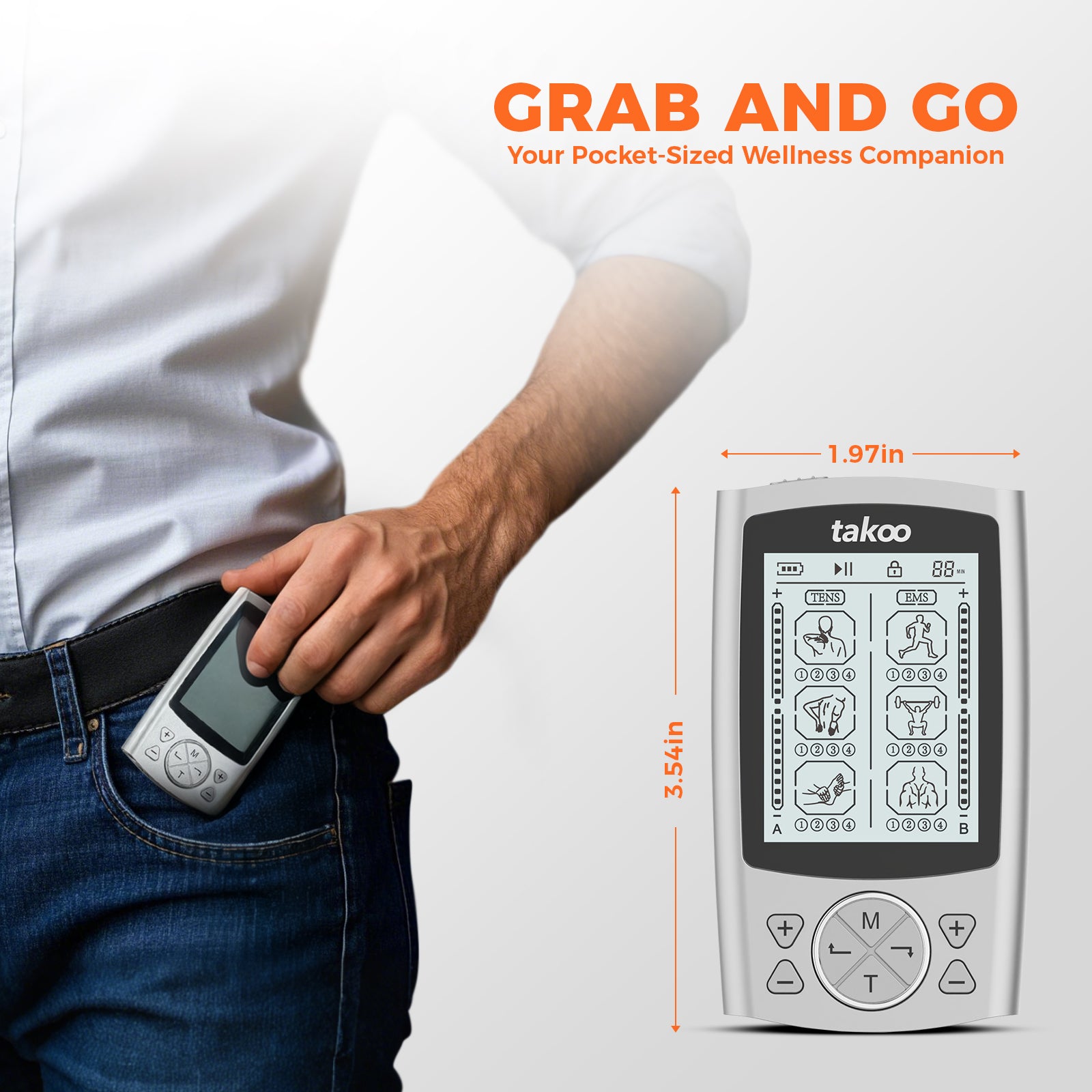 takoo 2-in-1 TENS & EMS Muscle Stimulator