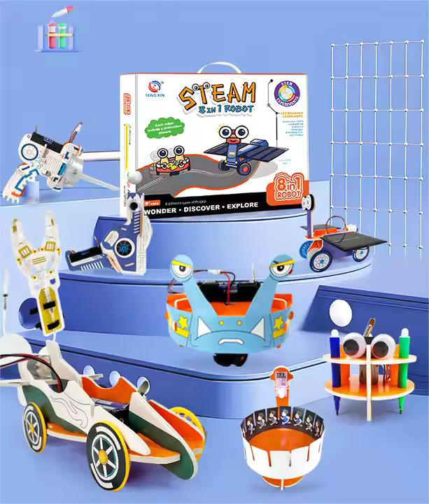 DIY 8-in-1 Steam Robot Kits Science Teaching Resources Educational Toy for Kids