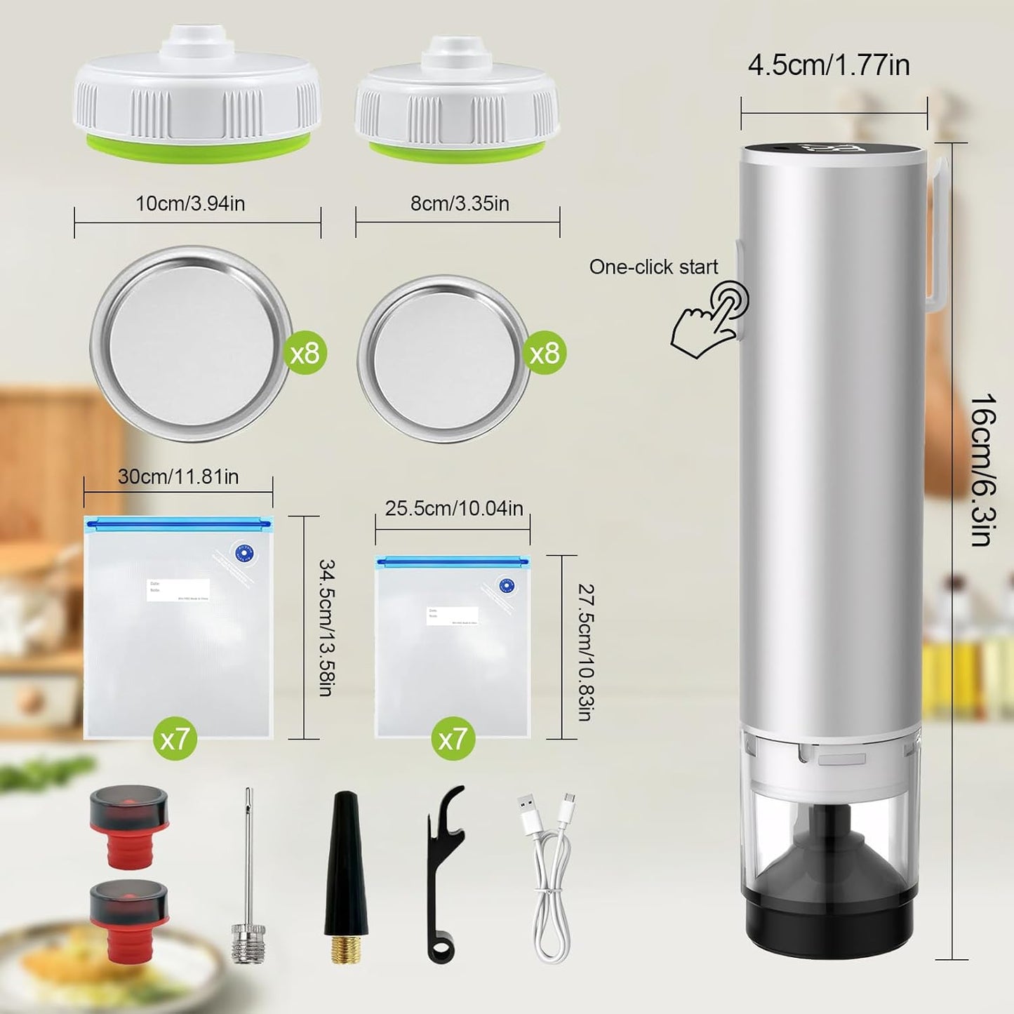 Portable Wireless Food Vacuum Sealer Machine with Vacuum Bag