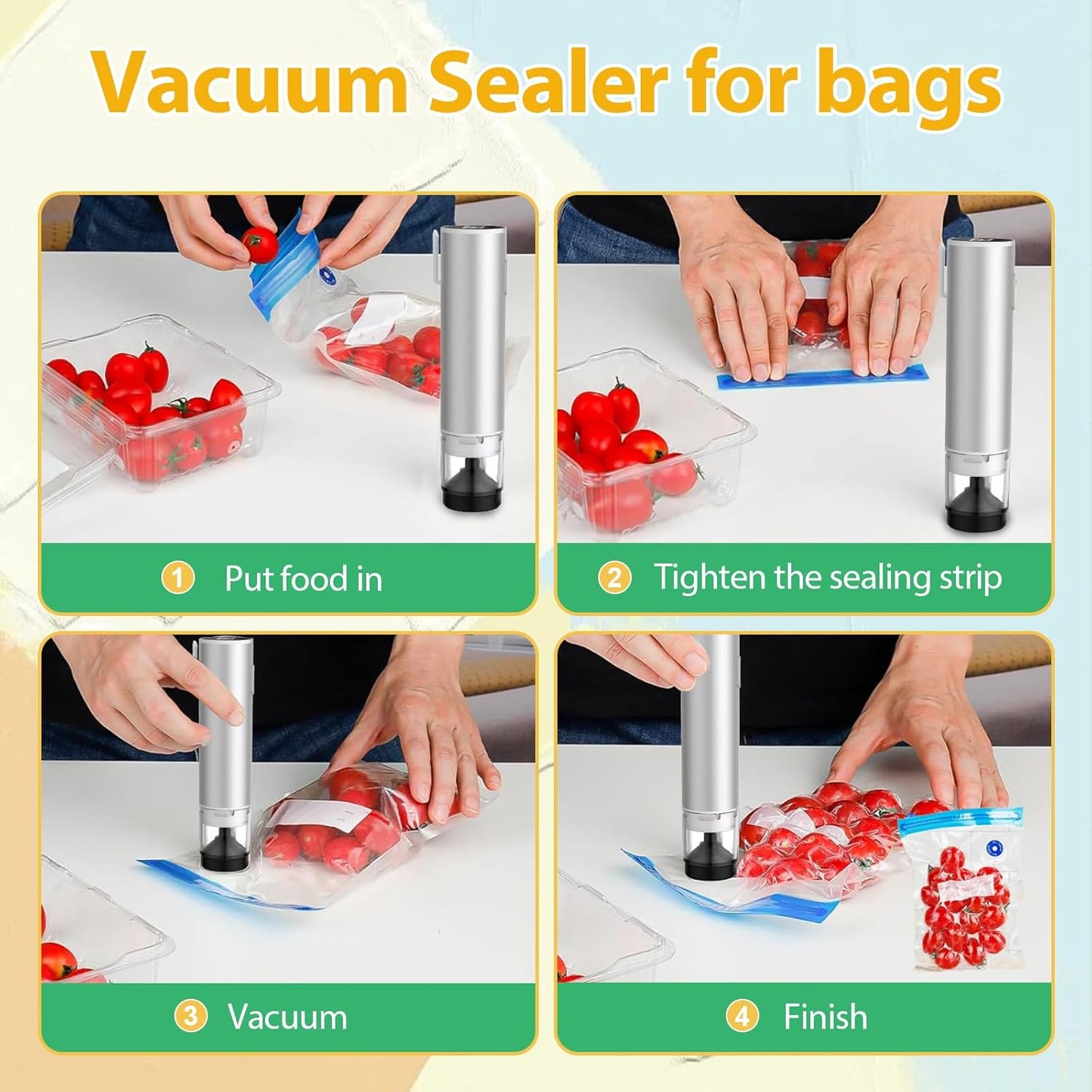 Portable Wireless Food Vacuum Sealer Machine with Vacuum Bag