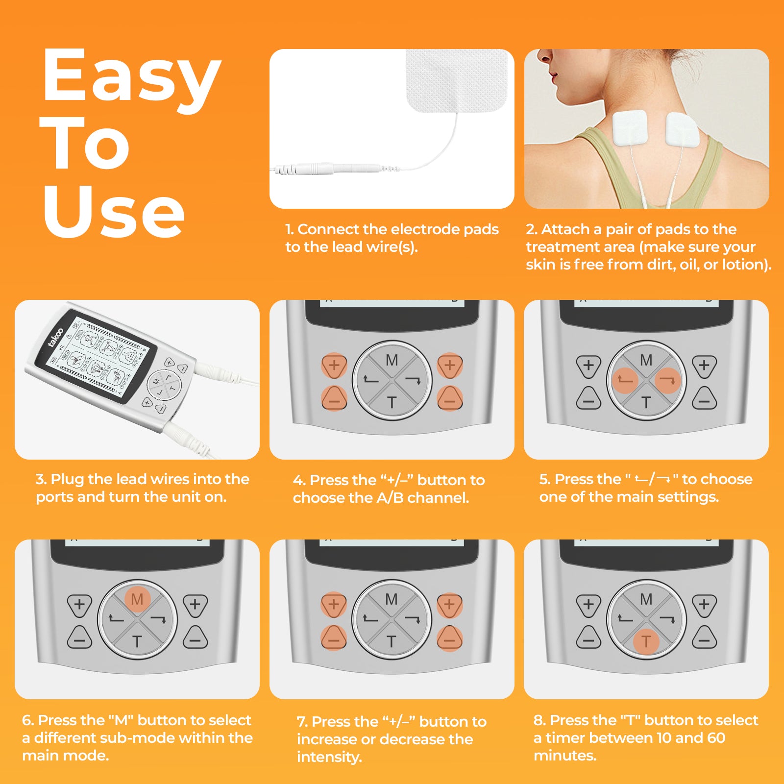 takoo 2-in-1 TENS & EMS Muscle Stimulator