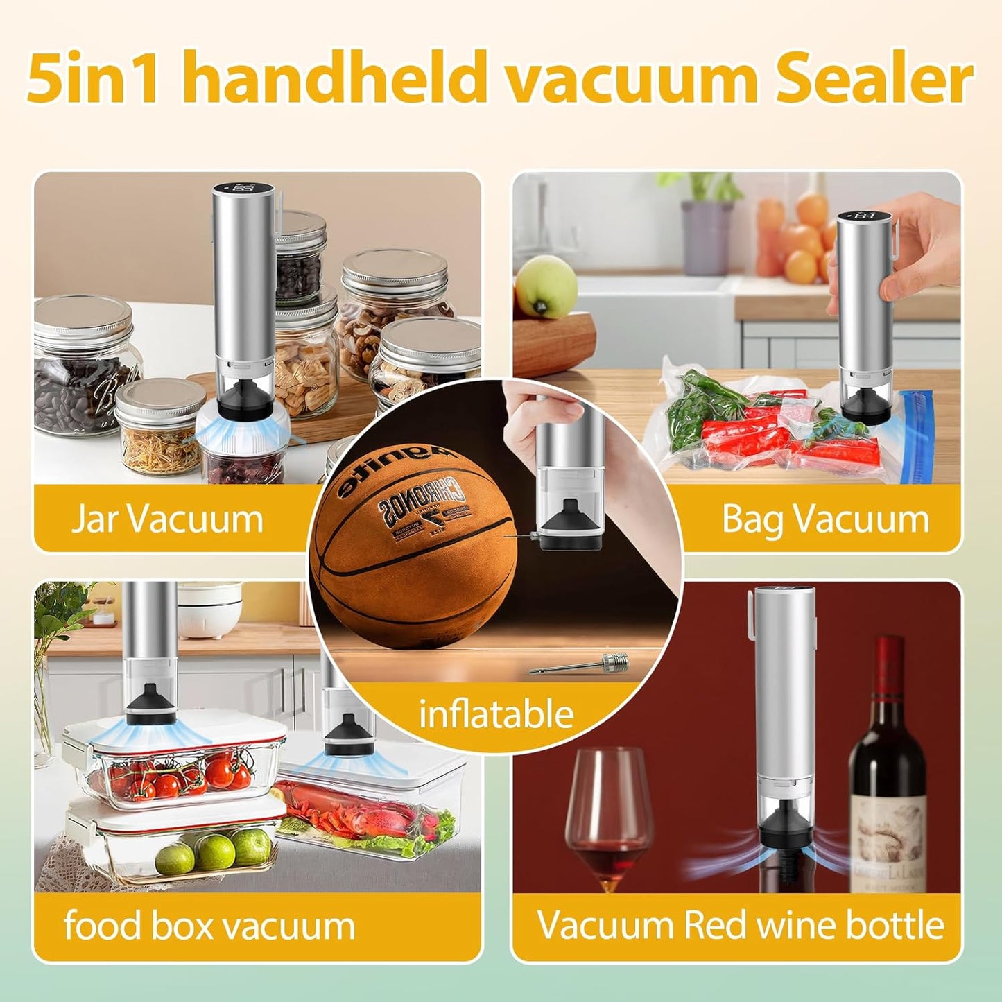 Portable Wireless Food Vacuum Sealer Machine with Vacuum Bag