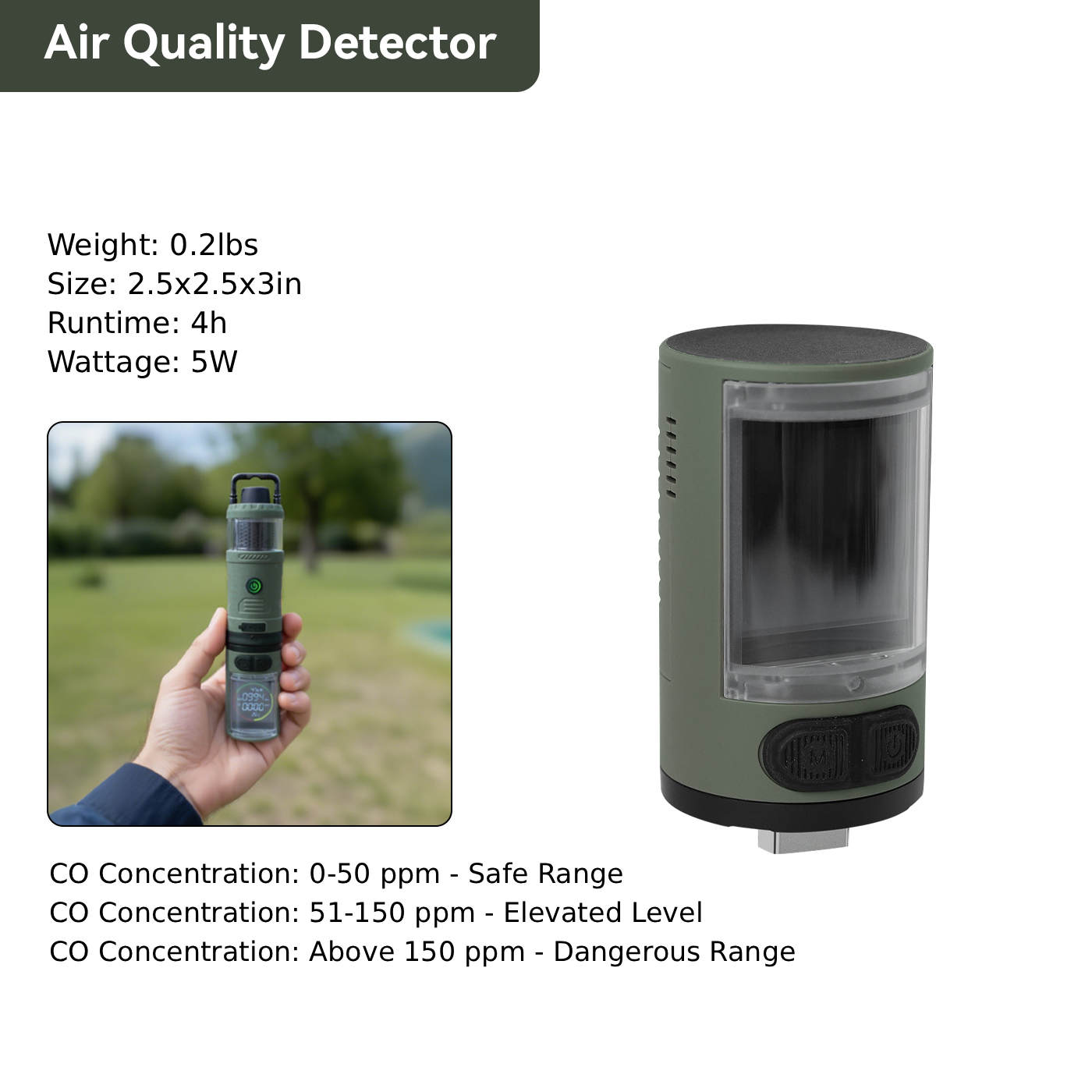 TAKOO Multiple Modular Camping Lantern Air Quality Detector Module