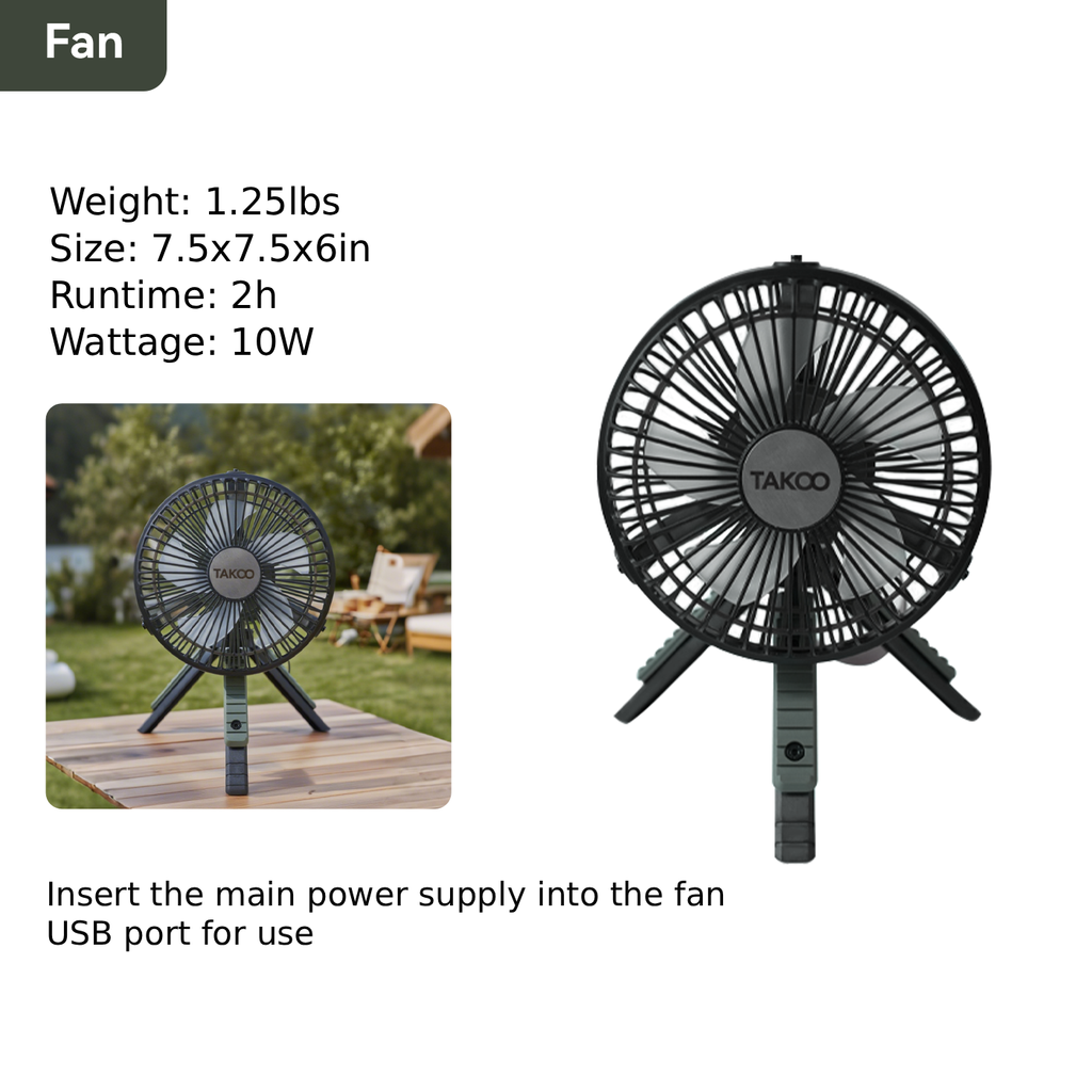 TAKOO Multiple Modular Camping Lantern Fan with Portable Stand Module