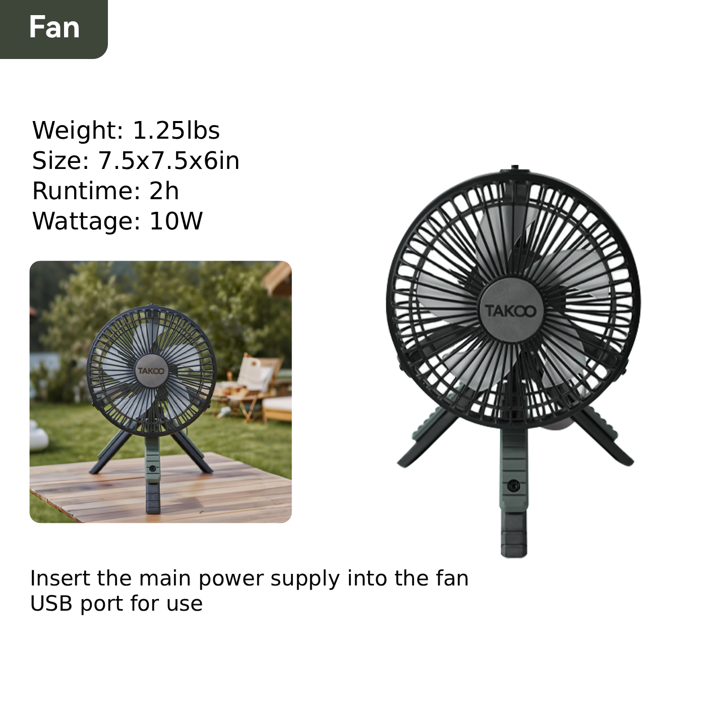 TAKOO Multiple Modular Camping Lantern Fan with Portable Stand Module