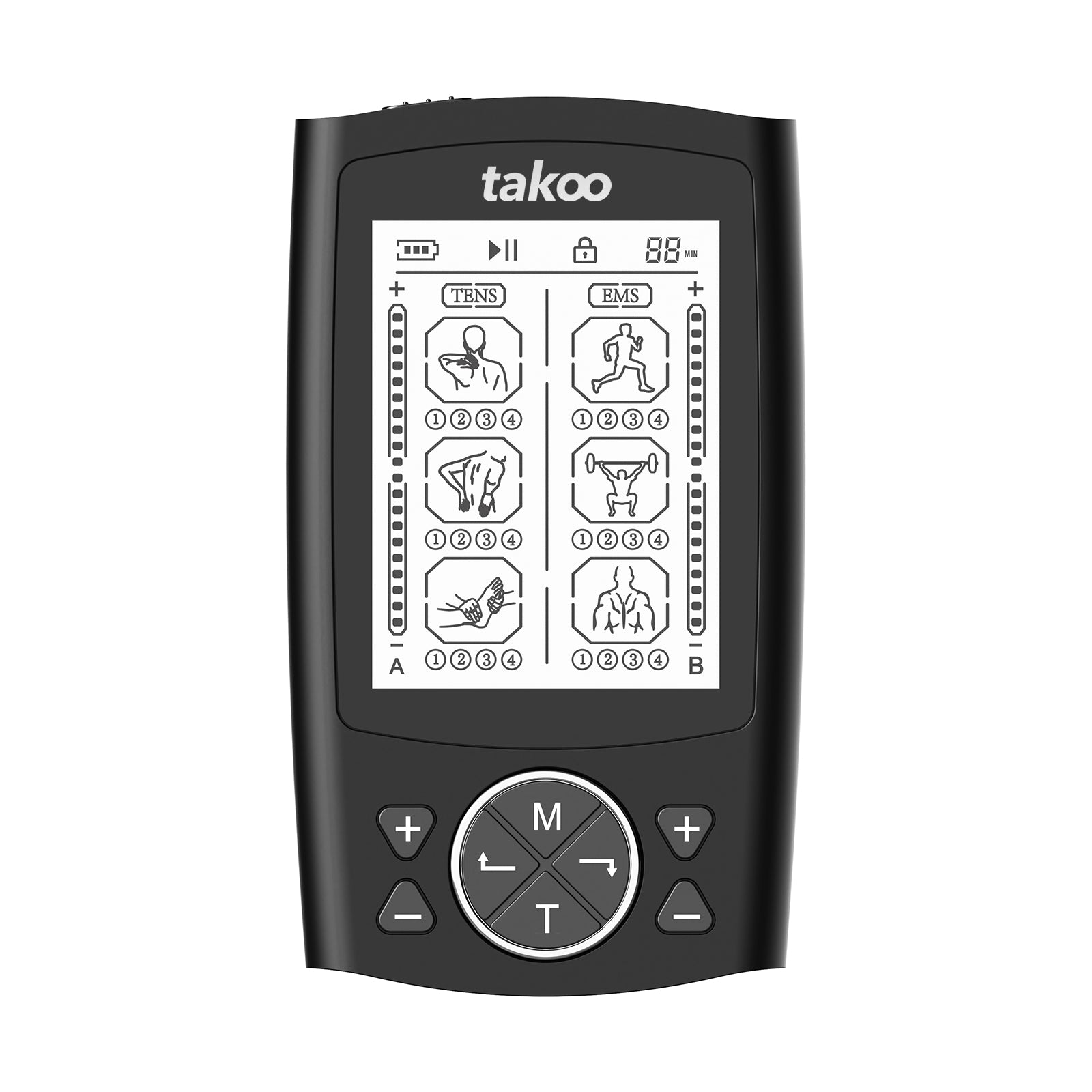 takoo 2-in-1 TENS & EMS Muscle Stimulator Black